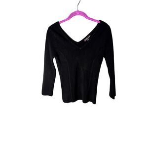 Vintage Takeout Sweater Women's Size Large V-Neck Ribbed Y2K Hillary Duff 2000s